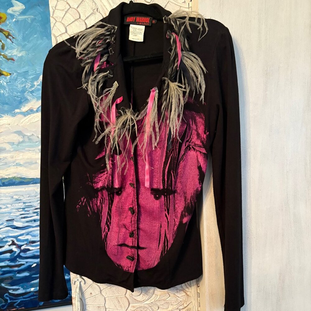 Vintage Andy Warhol by Cultura Punk With Feathers !  Made in ITALY Med